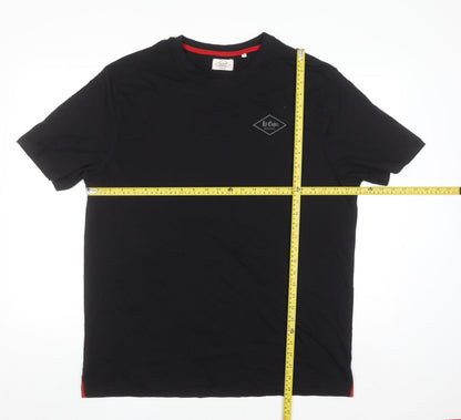 Lee Cooper Mens Black 2XL Crew Neck Cotton T-Shirt