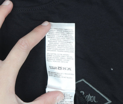 Lee Cooper Mens Black 2XL Crew Neck Cotton T-Shirt