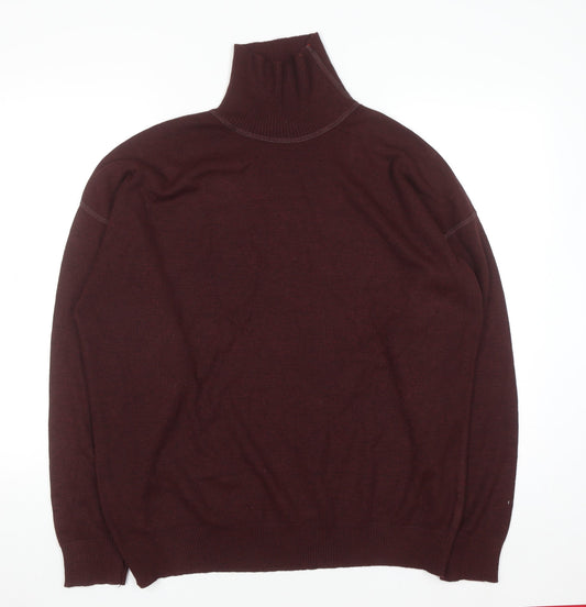 Cruising Club Men's Brown Roll Neck Wool Blend Jumper L