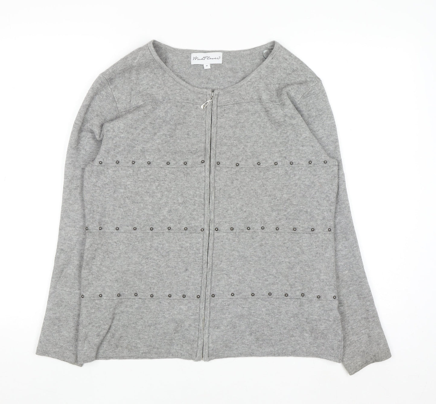 Womens UK Size M Mudflower Grey Full Zip Jumper