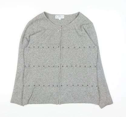 Womens UK Size M Mudflower Grey Full Zip Jumper