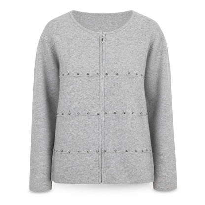 Womens UK Size M Mudflower Grey Full Zip Jumper