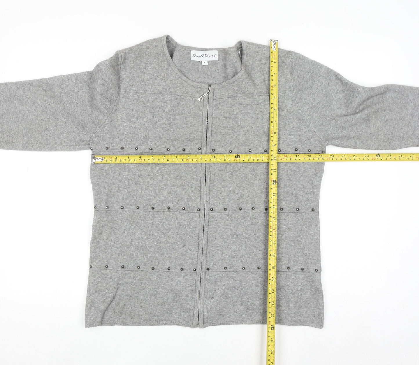Womens UK Size M Mudflower Grey Full Zip Jumper