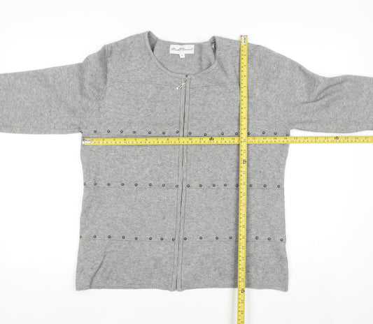 Womens UK Size M Mudflower Grey Full Zip Jumper