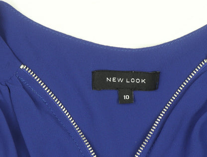 New Look Women’s Blue Sleeveless Zip Blouse Size 10