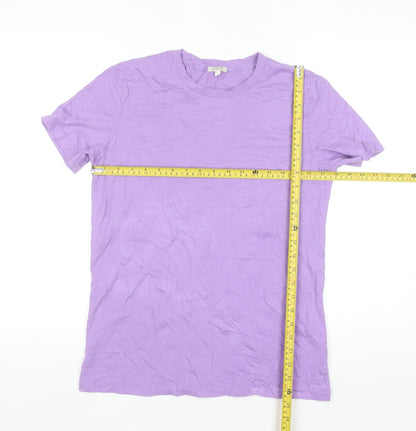 Jigsaw Women's Purple Cotton Short Sleeve Basic T-Shirt S