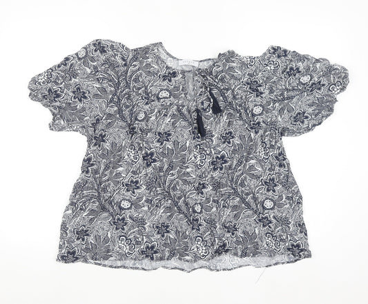 Papaya Women’s Blue Floral Peasant Blouse Size 18 Viscose