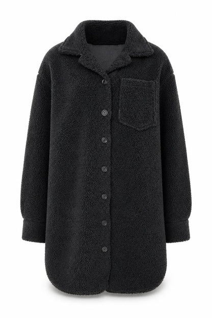Primark Women's Black Long Fleece Coatigan Size 10 Button Front