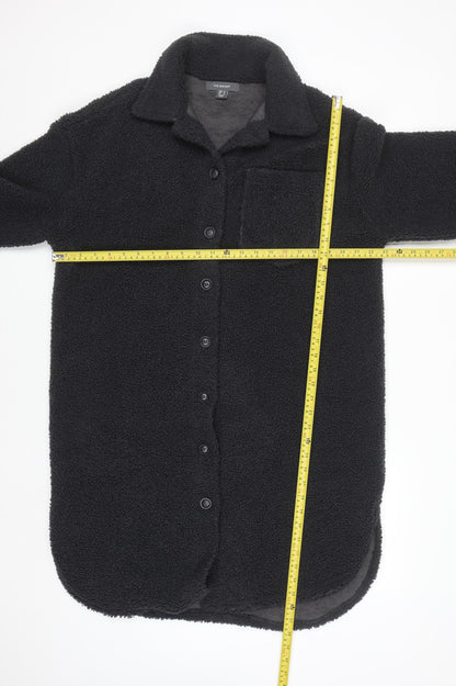 Primark Women's Black Long Fleece Coatigan Size 10 Button Front