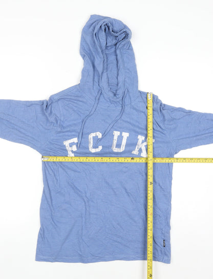 French Connection Women's Blue Graphic Pullover Hoodie Size M