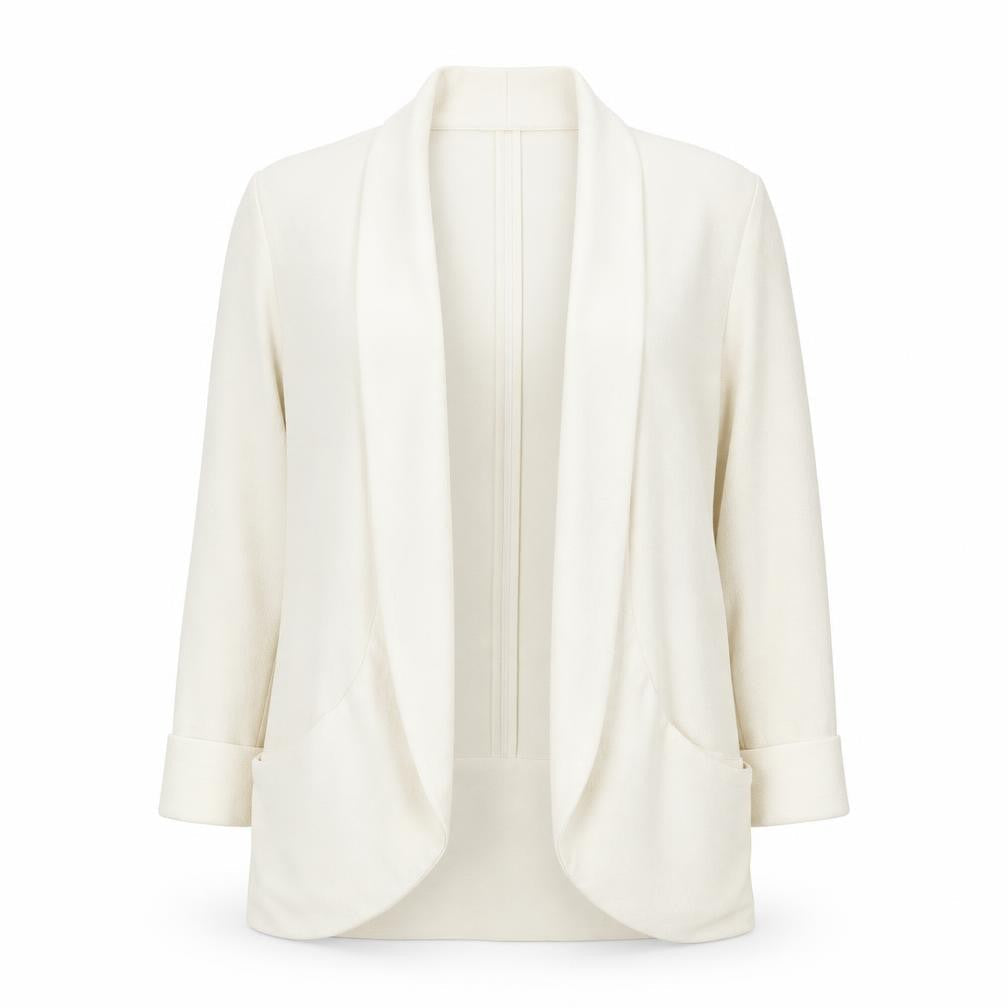 New Look Women Ivory Long Blazer Size 10 Open Front Lightweight Jacket