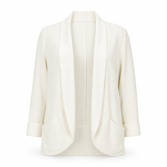 New Look Women Ivory Long Blazer Size 10 Open Front Lightweight Jacket
