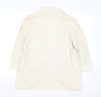 New Look Women Ivory Long Blazer Size 10 Open Front Lightweight Jacket