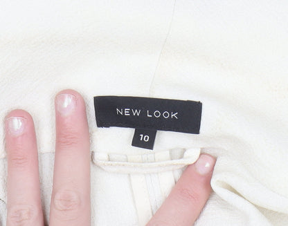 New Look Women Ivory Long Blazer Size 10 Open Front Lightweight Jacket