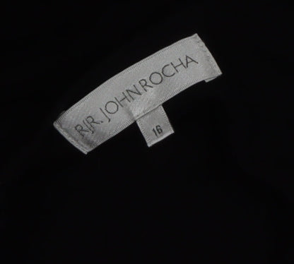 RJR John Rocha Women Black Floral Embroidered Shift Dress Size 16