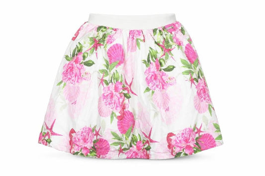 Front view of Guess Teens White Floral A-Line Knee Length Skirt, size 8