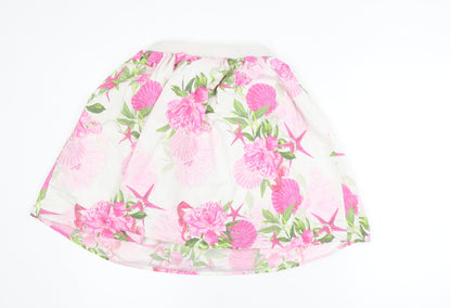 Guess Teens White Floral A-Line Knee Length Skirt Size 8
