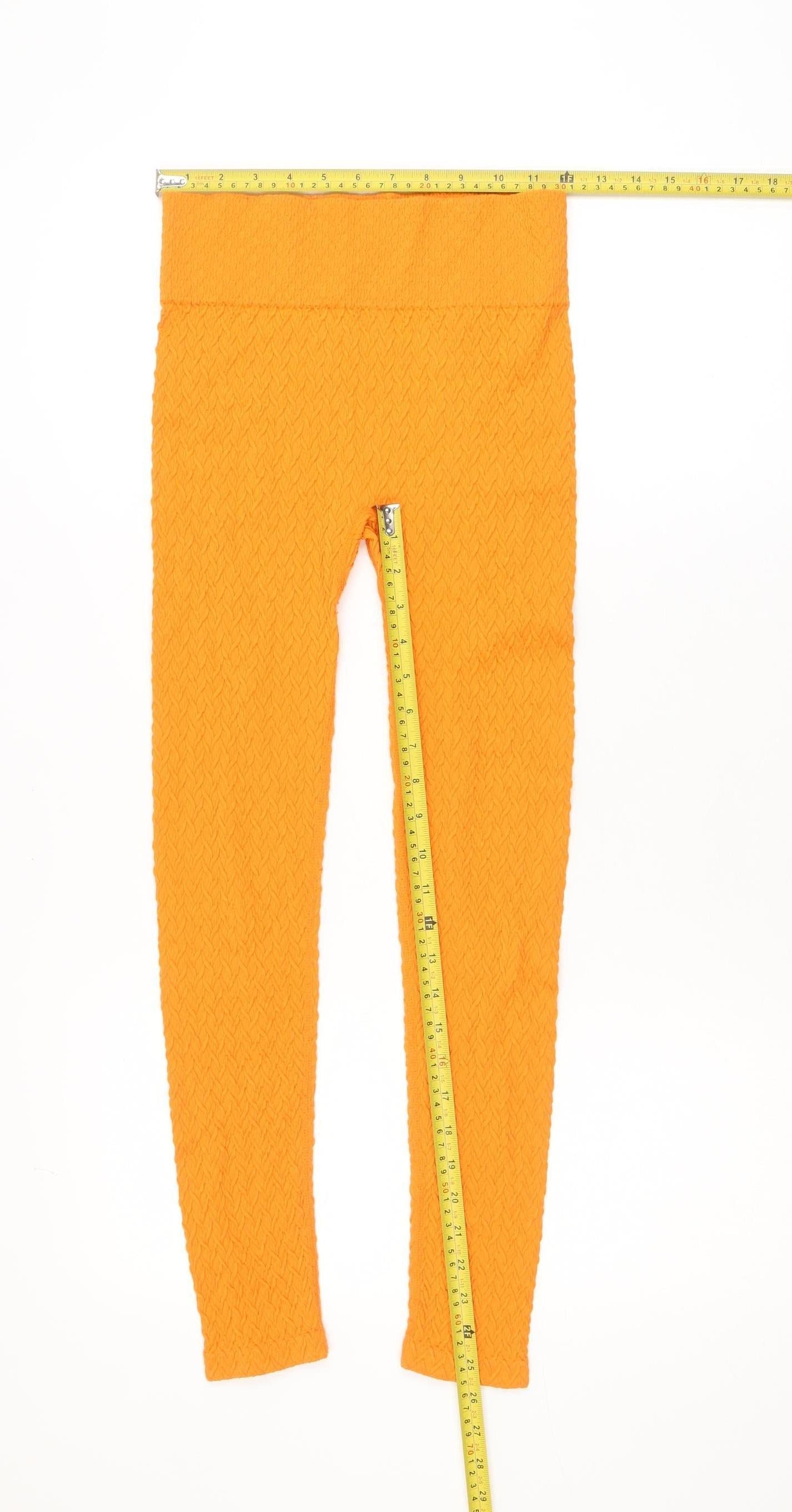 Dunnes Stores Women’s Orange Textured Stretch Leggings Size 14