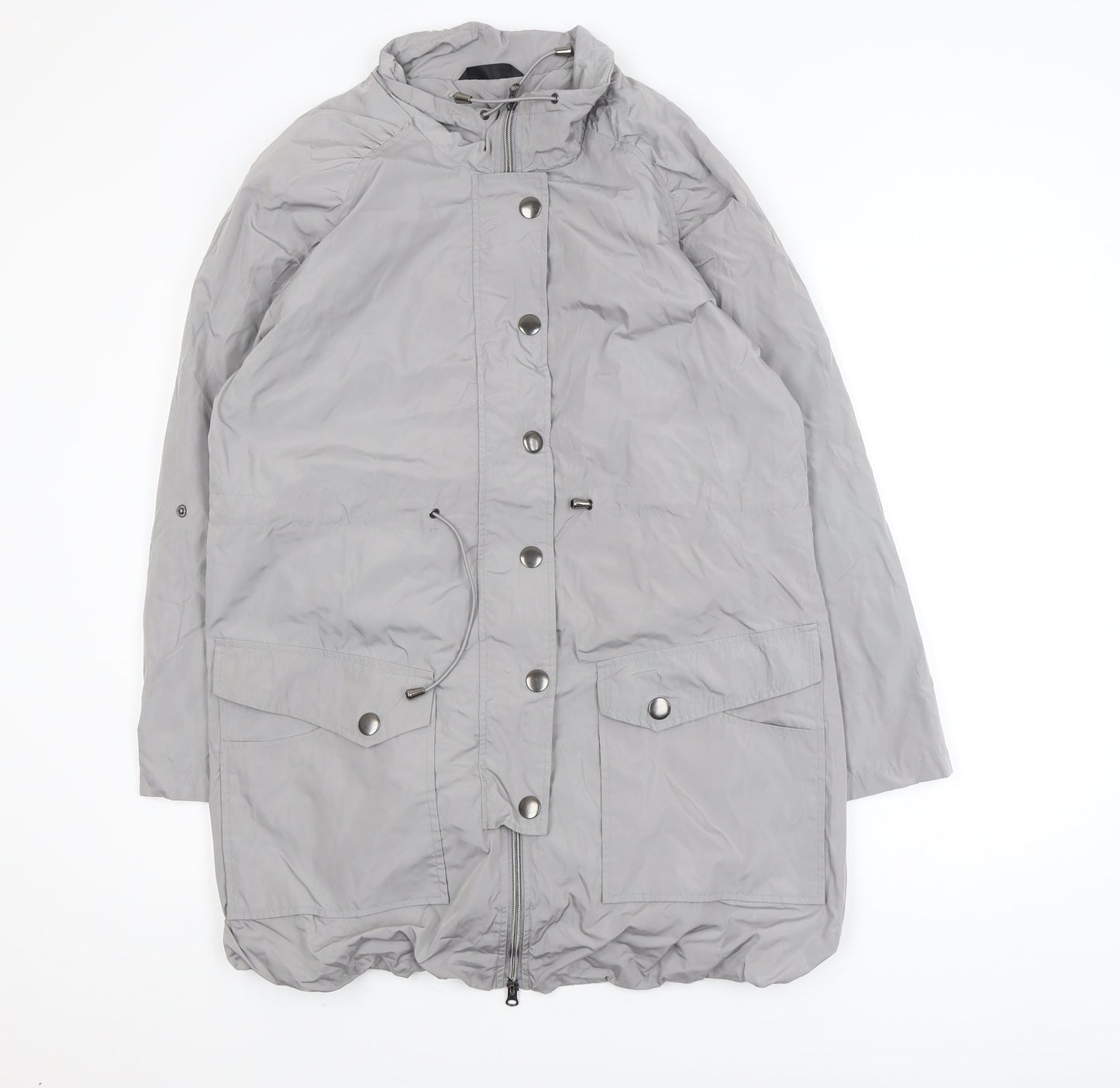 Dunnes Women’s Grey Long Parka Coat Size 18 Hooded Lightweight