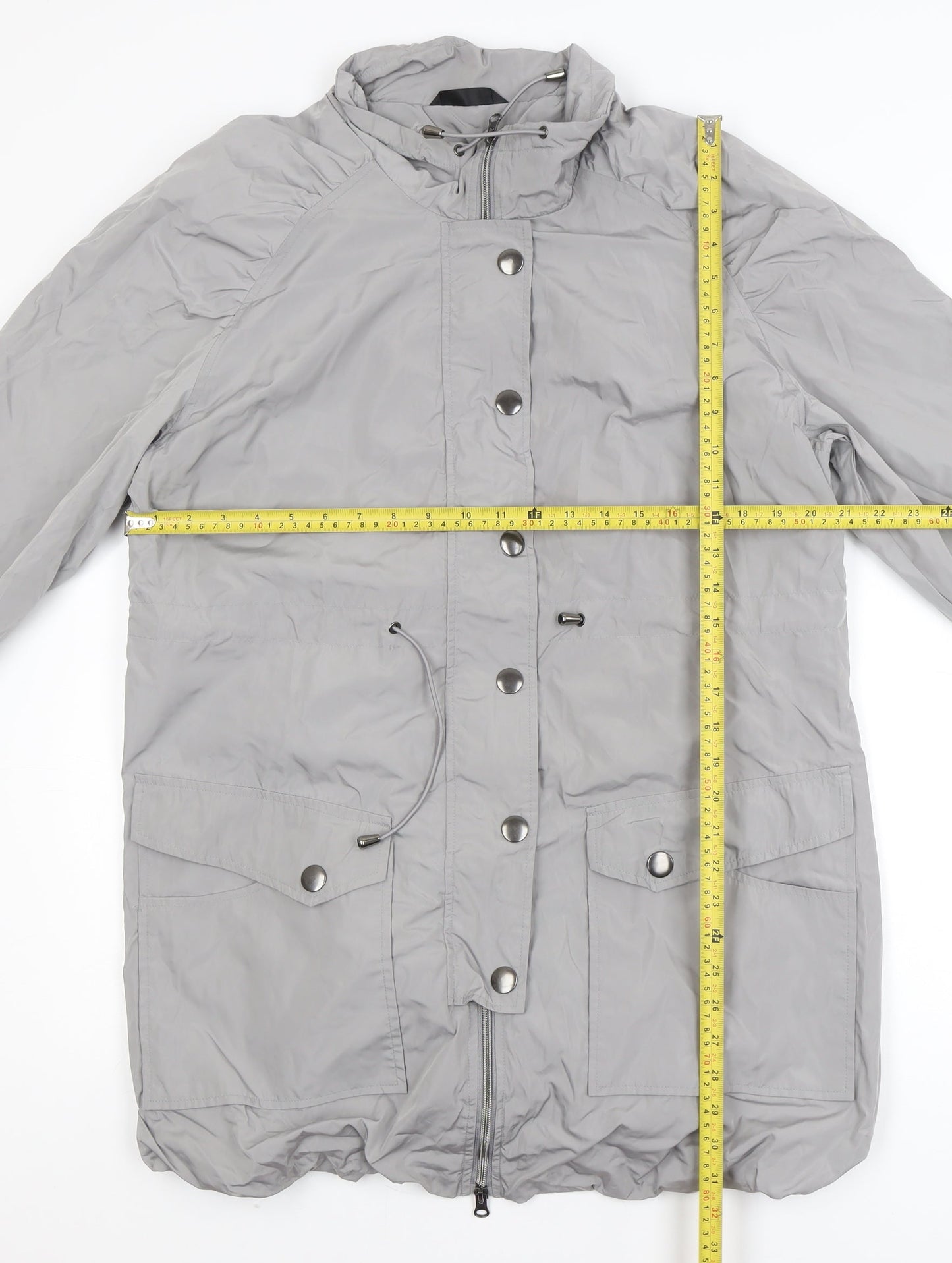 Dunnes Women’s Grey Long Parka Coat Size 18 Hooded Lightweight