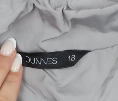 Dunnes Women’s Grey Long Parka Coat Size 18 Hooded Lightweight