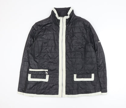 Frandsen Womens Black Puffer Jacket Size 16 Polyester Mid-Length