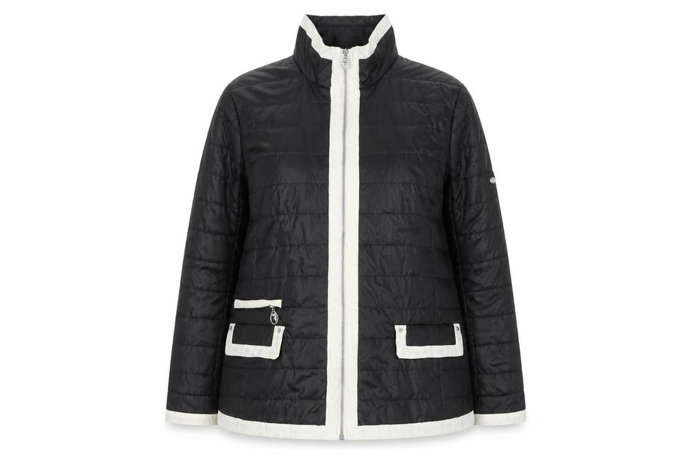 Frandsen Womens Black Puffer Jacket Size 16 Polyester Mid-Length