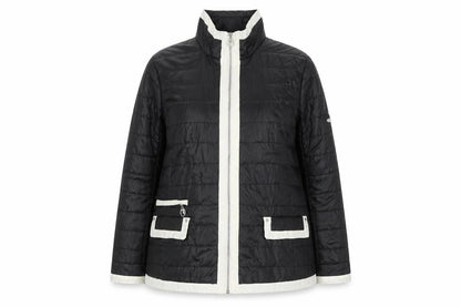 Frandsen Womens Black Puffer Jacket Size 16 Polyester Mid-Length