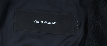 Vero Moda Women's Black L Puffer Jacket with Zip Pockets
