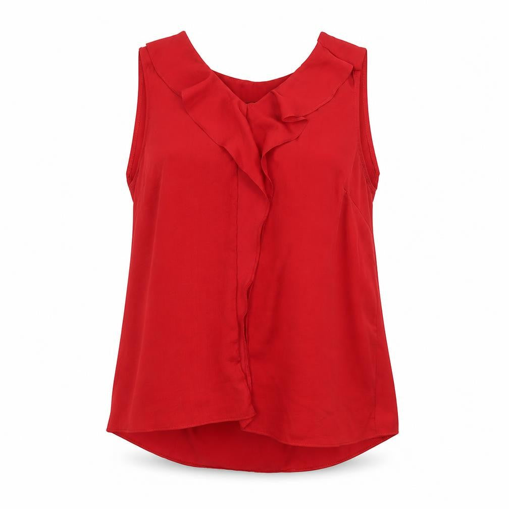 Dunnes Stores Women's Red Sleeveless Ruffle Blouse Size L