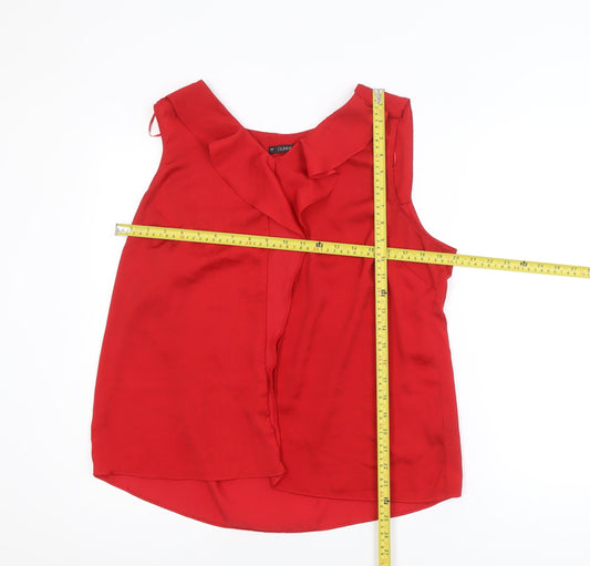 Dunnes Stores Women's Red Sleeveless Ruffle Blouse Size L