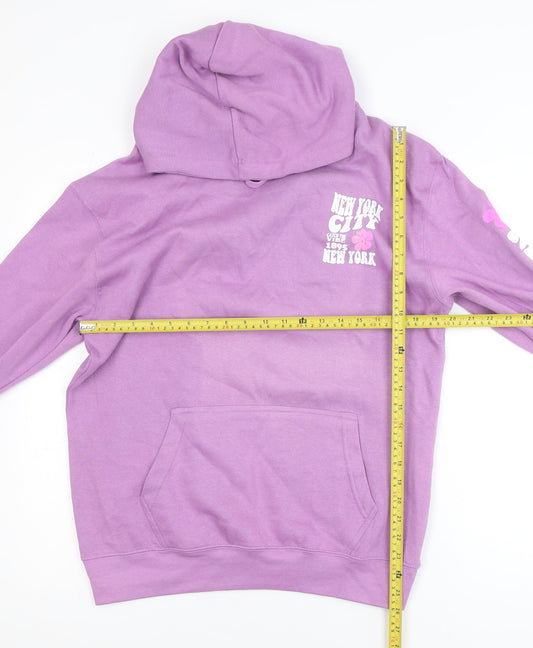 Popular Apparel Women's Purple Pullover Hoodie Medium Graphic Print