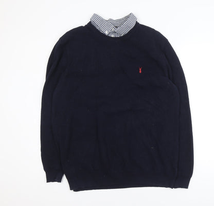 Next Women Blue 2XL Cotton Blend Crew Neck Jumper