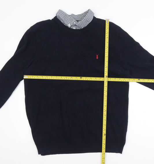 Next Women Blue 2XL Cotton Blend Crew Neck Jumper