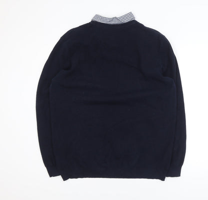 Next Women Blue 2XL Cotton Blend Crew Neck Jumper