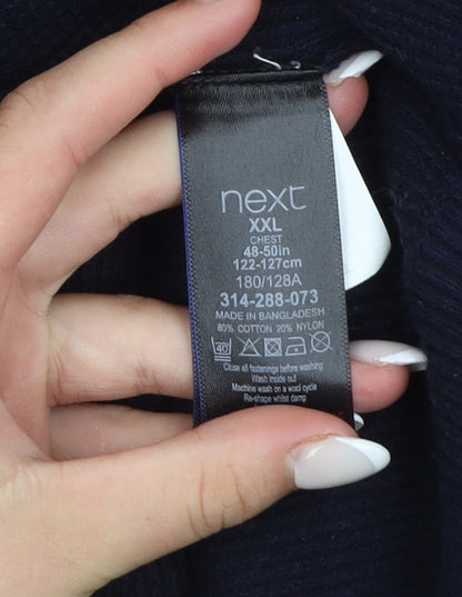 Next Women Blue 2XL Cotton Blend Crew Neck Jumper