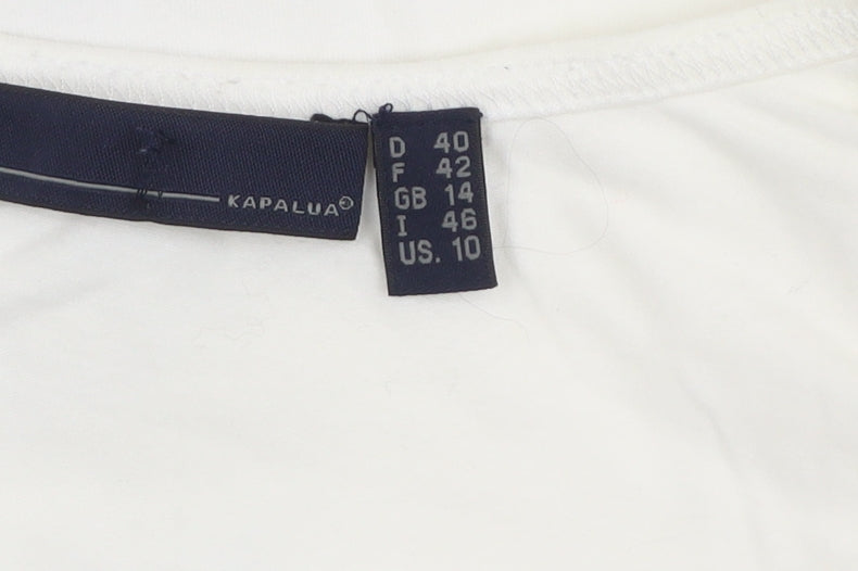Kapalua Women’s Ivory Lace Up Cotton T-Shirt Size 14