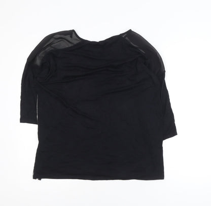 Sophie B Woman Black Art Print 3/4 Sleeve Viscose T-Shirt Size 18