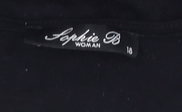 Sophie B Woman Black Art Print 3/4 Sleeve Viscose T-Shirt Size 18