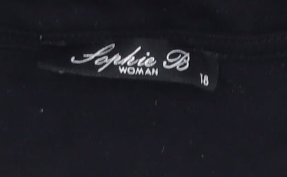 Sophie B Woman Black Art Print 3/4 Sleeve Viscose T-Shirt Size 18