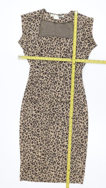 Necessary Objects Women's Brown Leopard Print Bodycon Dress M