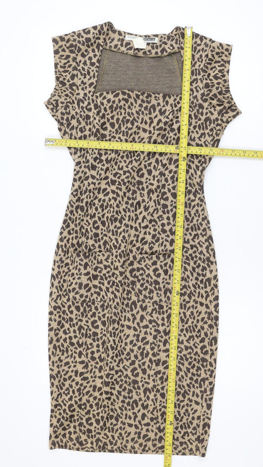 Necessary Objects Women's Brown Leopard Print Bodycon Dress M
