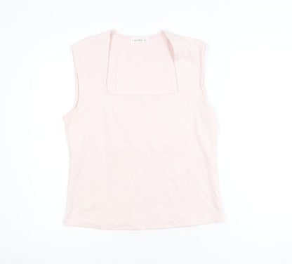 Gallery Women's Light Pink Sleeveless Cotton Blend Basic Tank Top L