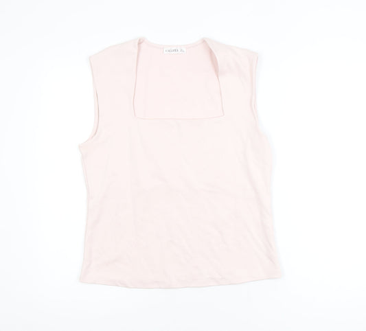 Gallery Women's Light Pink Sleeveless Cotton Blend Basic Tank Top L