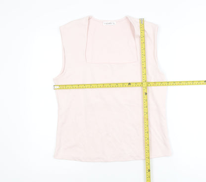 Gallery Women's Light Pink Sleeveless Cotton Blend Basic Tank Top L