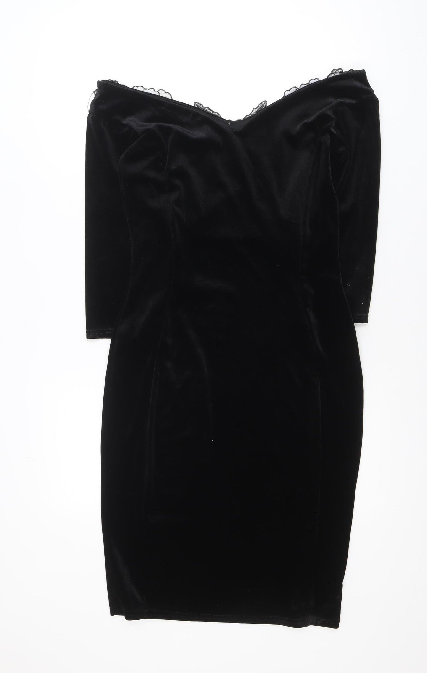 Quiz Women’s Black Velvet Off Shoulder Bodycon Dress Size 12