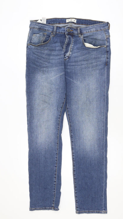 883 Police Men's Blue Regular Fit Straight Jeans W34