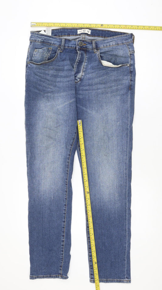 883 Police Men's Blue Regular Fit Straight Jeans W34