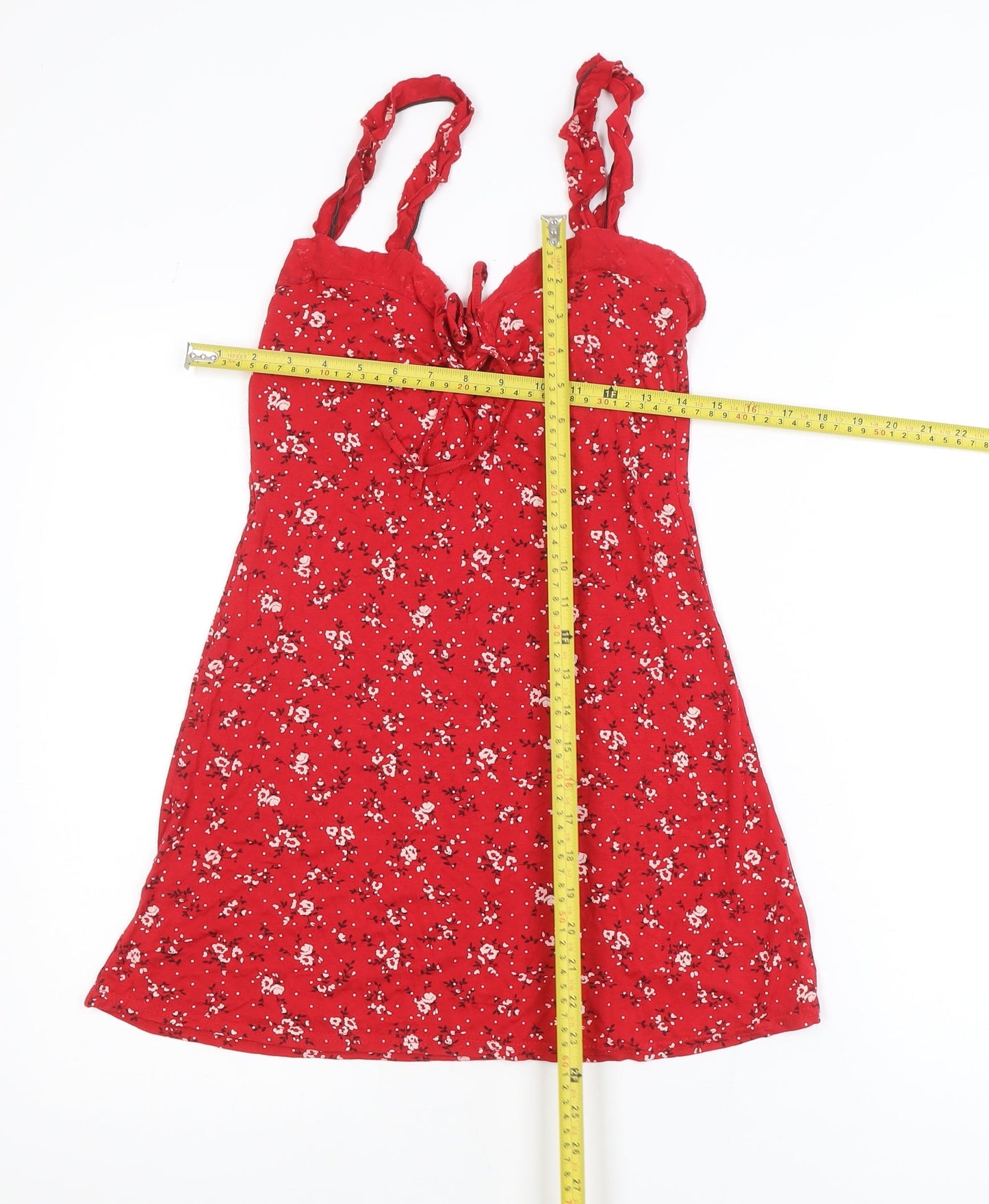 PrettyLittleThing Women’s Red Floral Camisole Top Size 8
