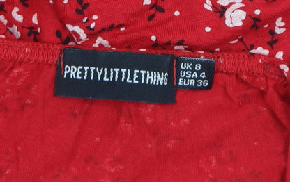 PrettyLittleThing Women’s Red Floral Camisole Top Size 8